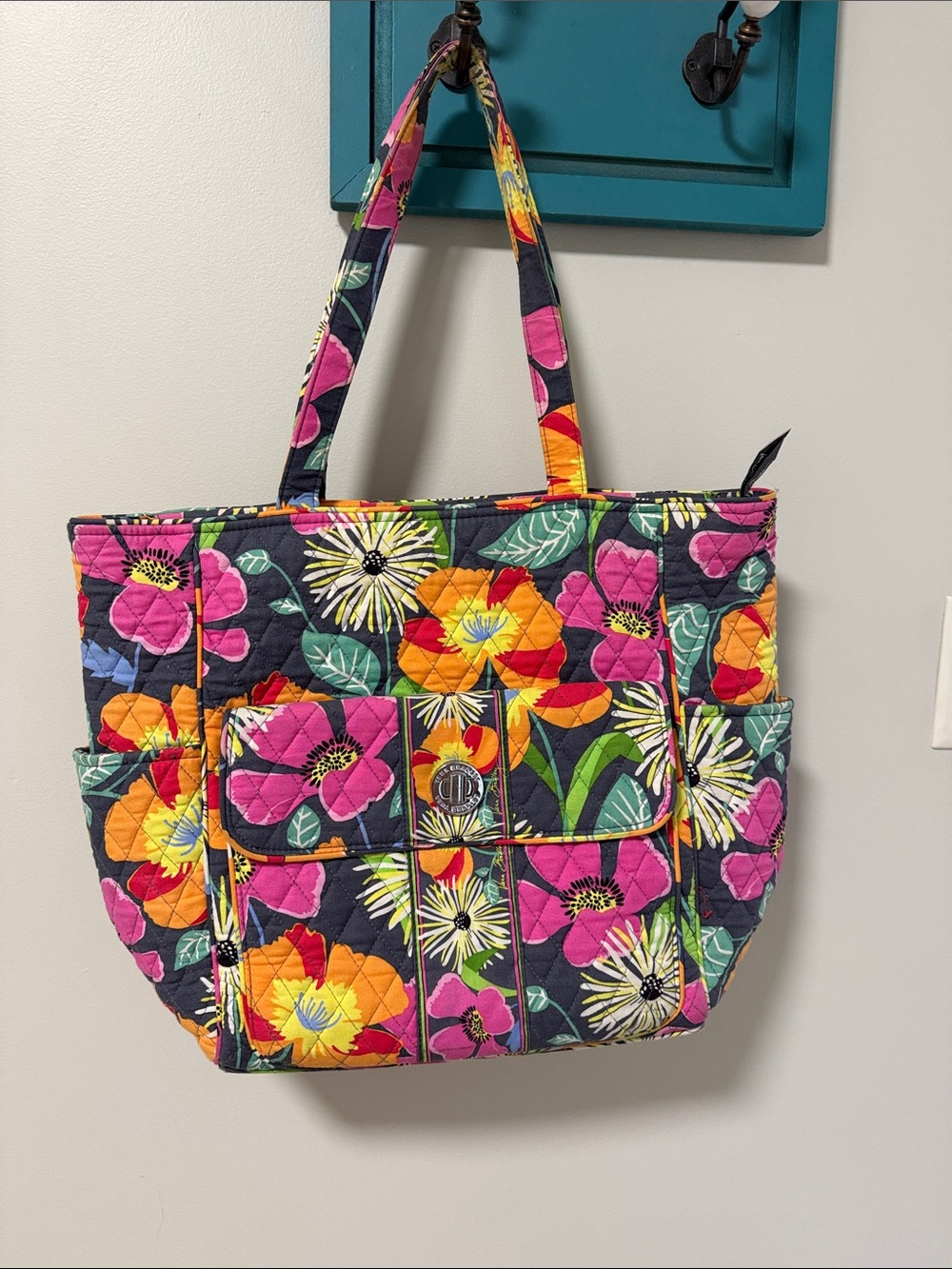 Vera Bradley Retired Jazzy Blooms Quilted Tote Bag
